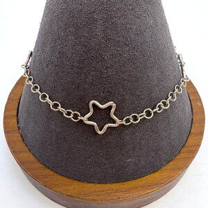 VTG Sterling Silver 925 Star Circle Link Chain Bracelet Size 7.75" Length
